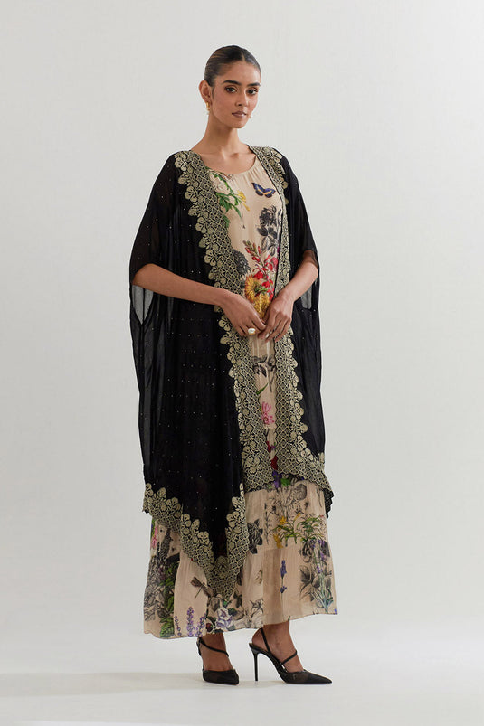Multi Colour Cape With Dress
