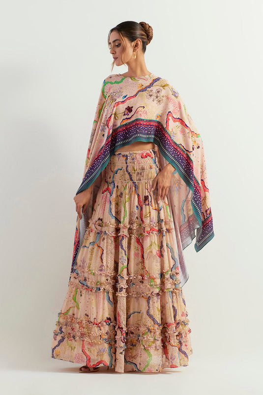 Multi Colour Cape With Innder And  Skirt