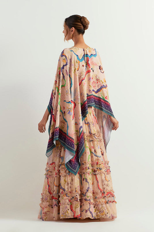 Multi Colour Cape With Innder And  Skirt