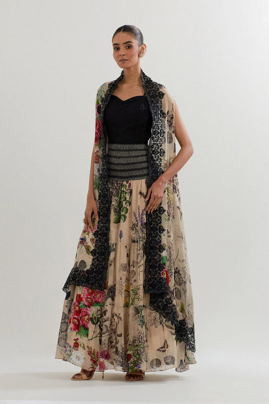 Multi Colour Cape With Inner And  Skirt