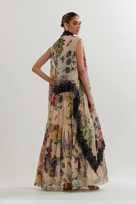 Multi Colour Cape With Inner And  Skirt