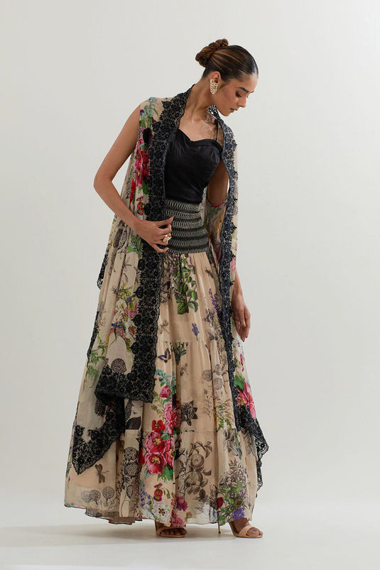 Multi Colour Cape With Inner And  Skirt