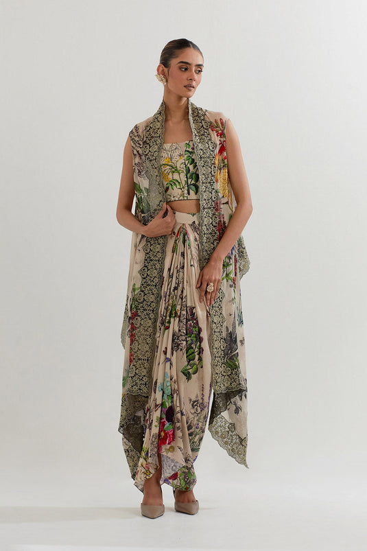 Multi Colour Cape With Skirt