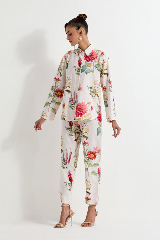 Multi Colour Cotton Linen Jacket With Pants