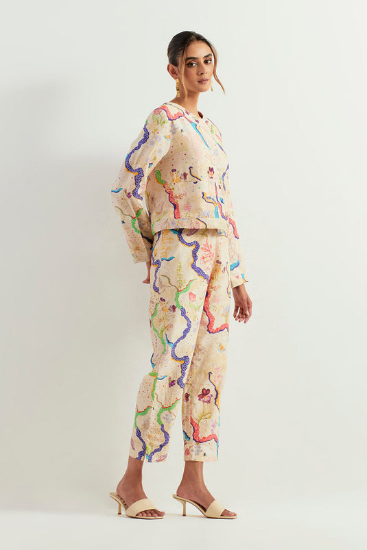 Multi Colour Jacket With Pants