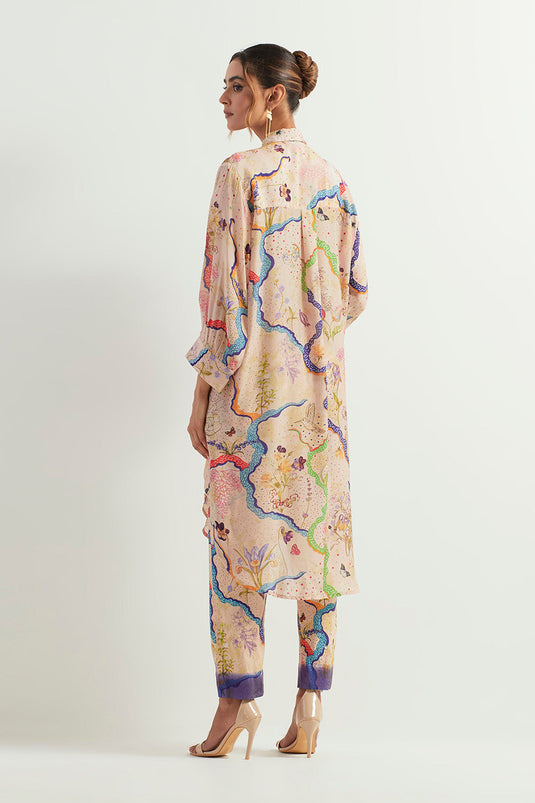 Multi Colour Long Shirt With Pants