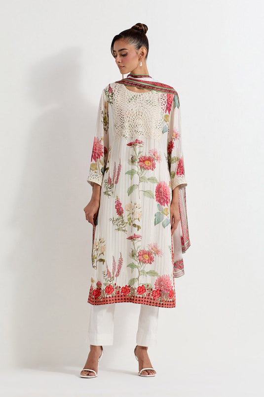 Multi Colour Lurex Georgette Kurta Set