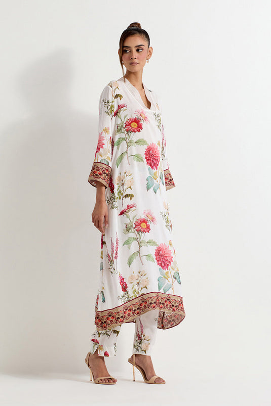 Multi Colour Modal Silk Kurta With Pants