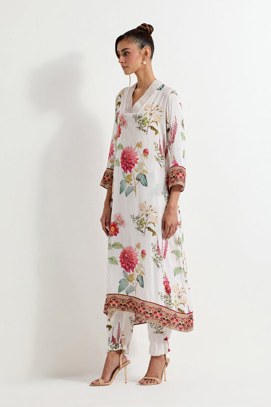 Multi Colour Modal Silk Kurta With Pants