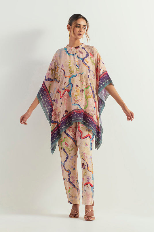 Multi Colour Poncho With Pants