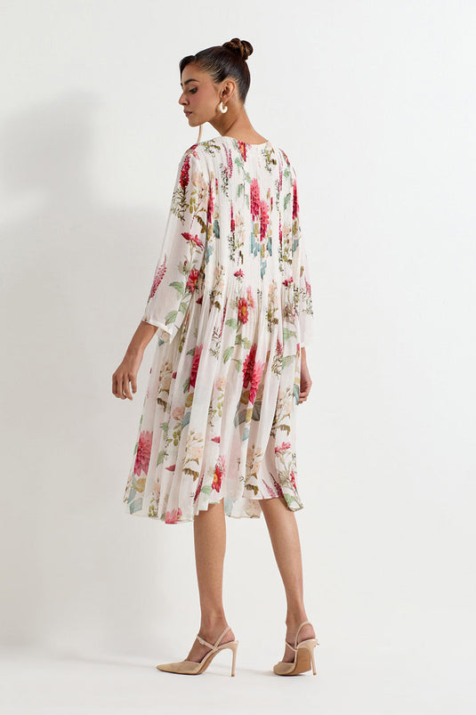Multi Colour Printed Gerogette Dress
