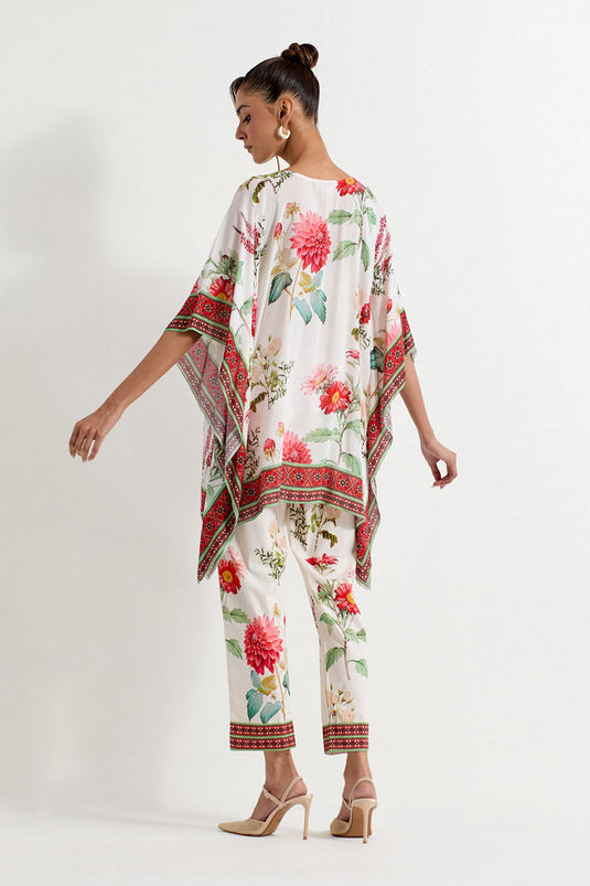 Multi Colour Rayon With Stretch Lycra Poncho With Pants