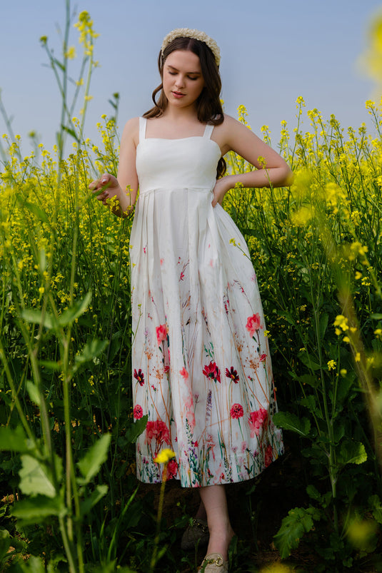 Multi Flower Meadow Long Dress