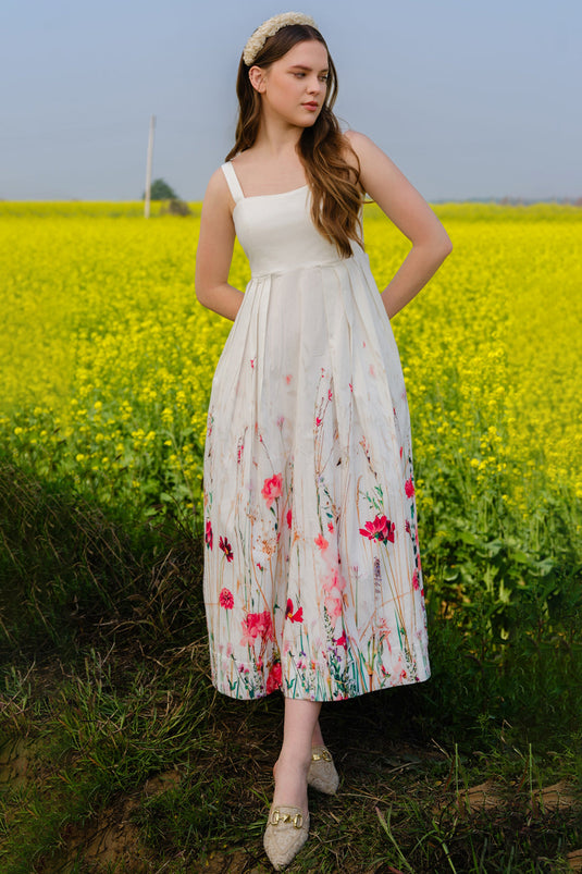 Multi Flower Meadow Long Dress