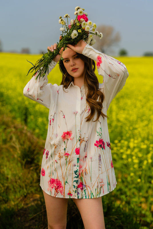 Multi Flower Meadow Long Shirt