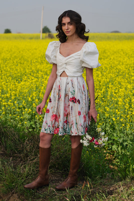 Multi Flower Meadow Short Dress