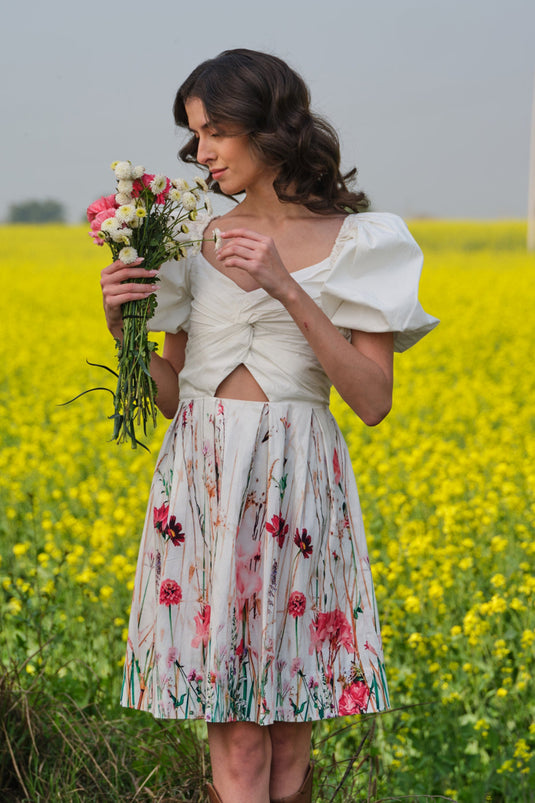 Multi Flower Meadow Short Dress