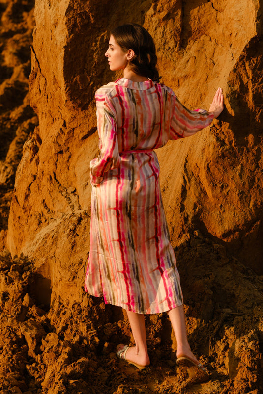 Multi Stripes Kaftan Dress