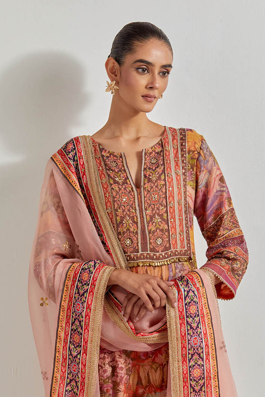 Multicolour Florika Printed And Hand Embellished Kurta Set