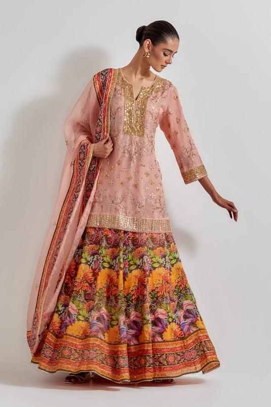 Multicolour Florika Printed And Hand Embellished Sharara Set