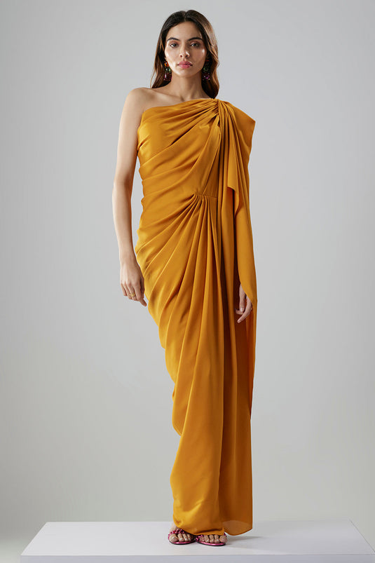 Mustard Double Georgette Gown