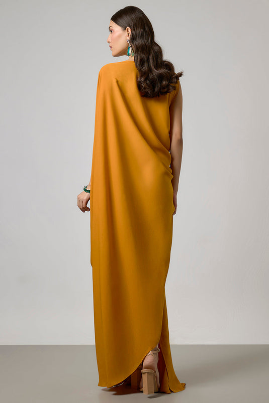 Mustard Double Georgette Gown
