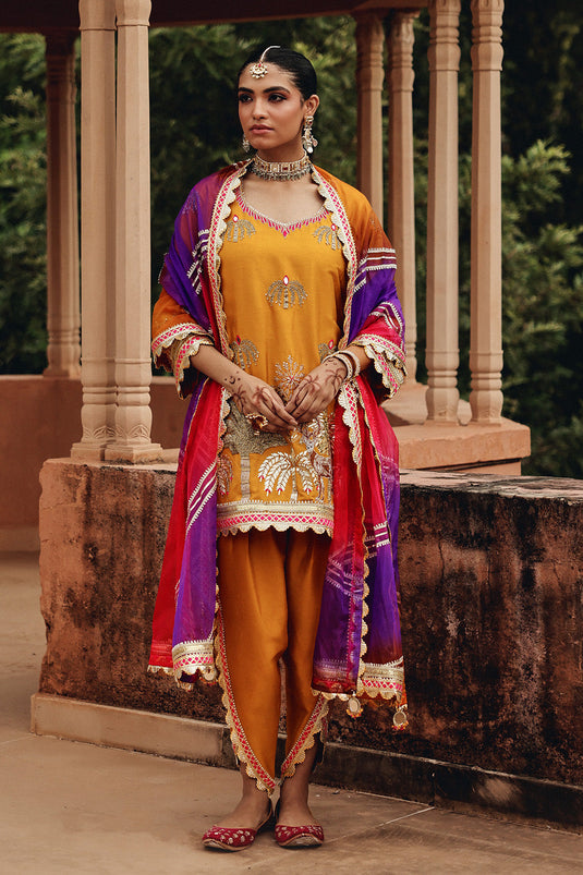 Mustard Mehfil Dhoti Set