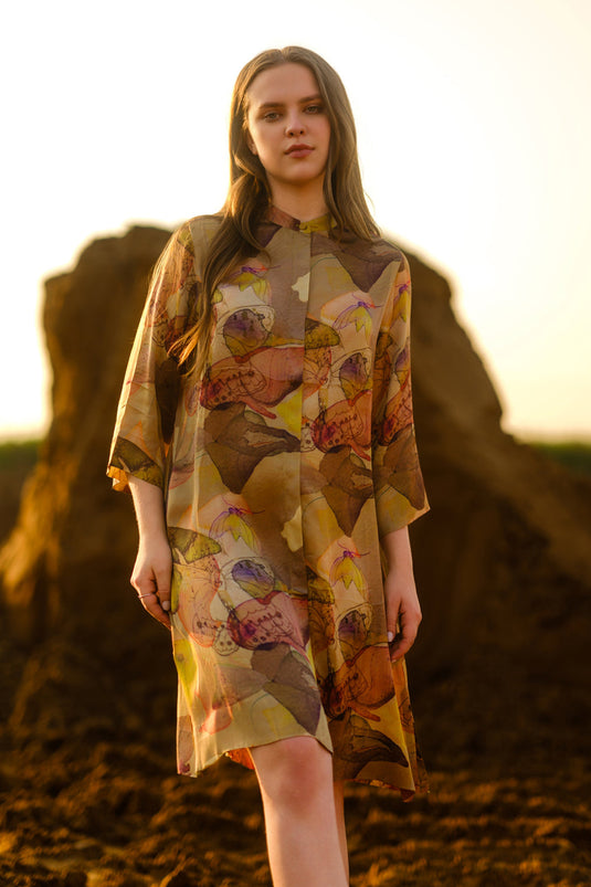 Mustard Short Fluid Dress