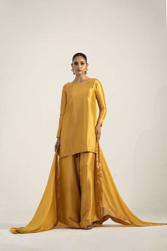 Mustard Yellow Pure Silk Kurta Set