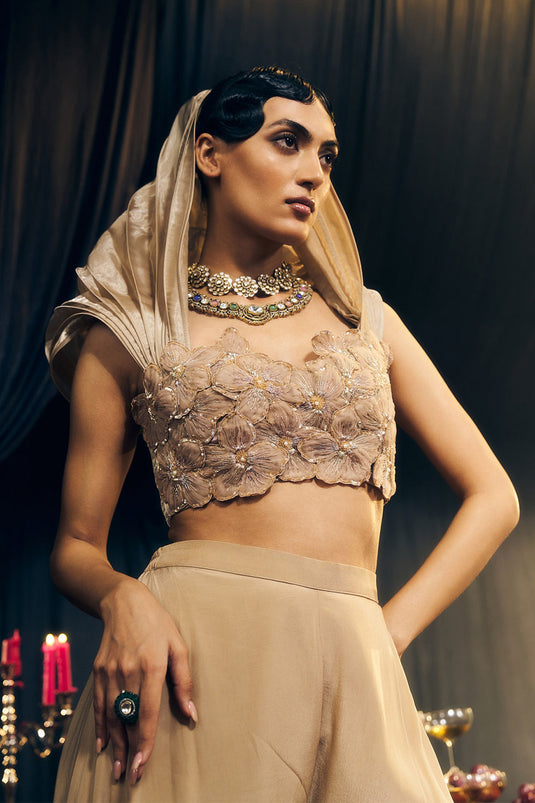 Nude/ Light Gold Pallazo Set