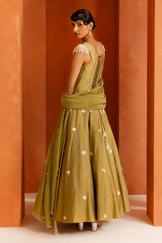 Olive Anarkali Set