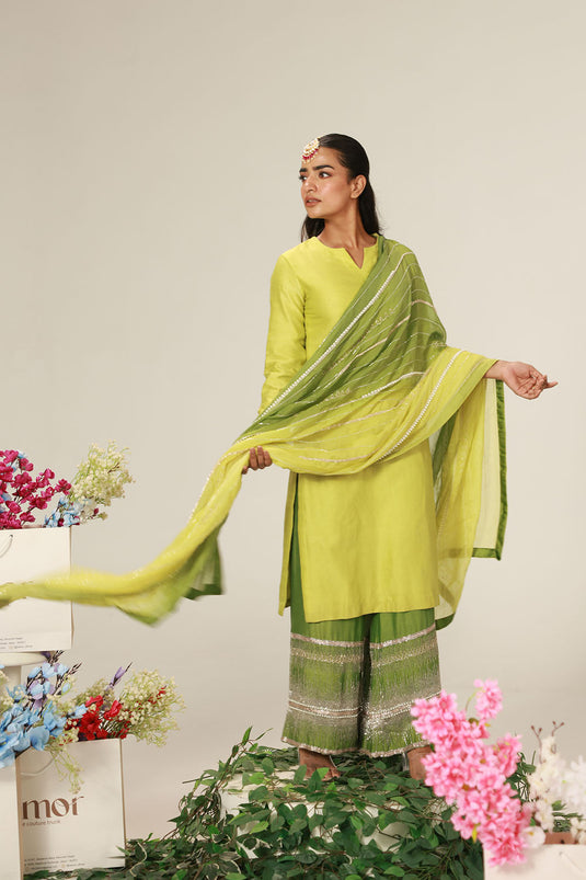 Olive-Green Kurta With Deep Green Pants