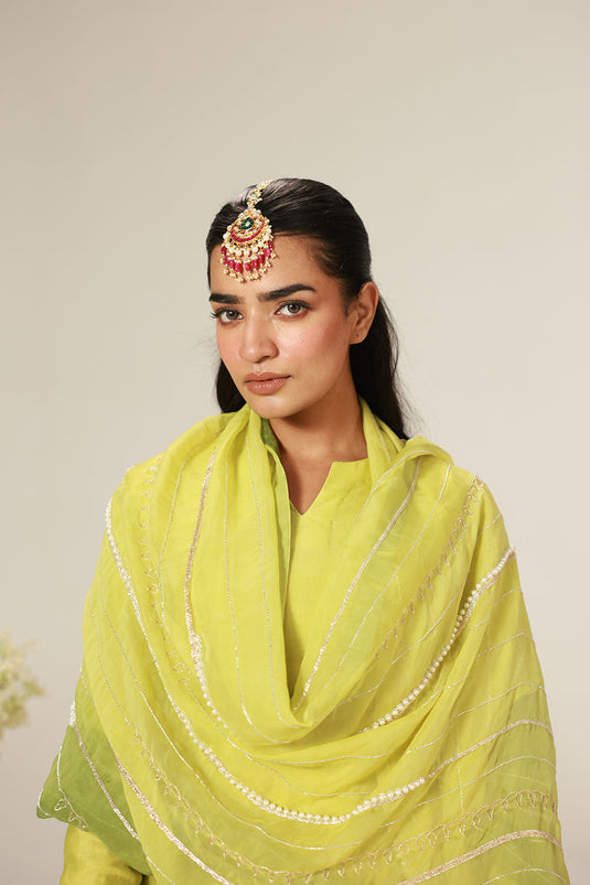 Olive-Green Kurta With Deep Green Pants