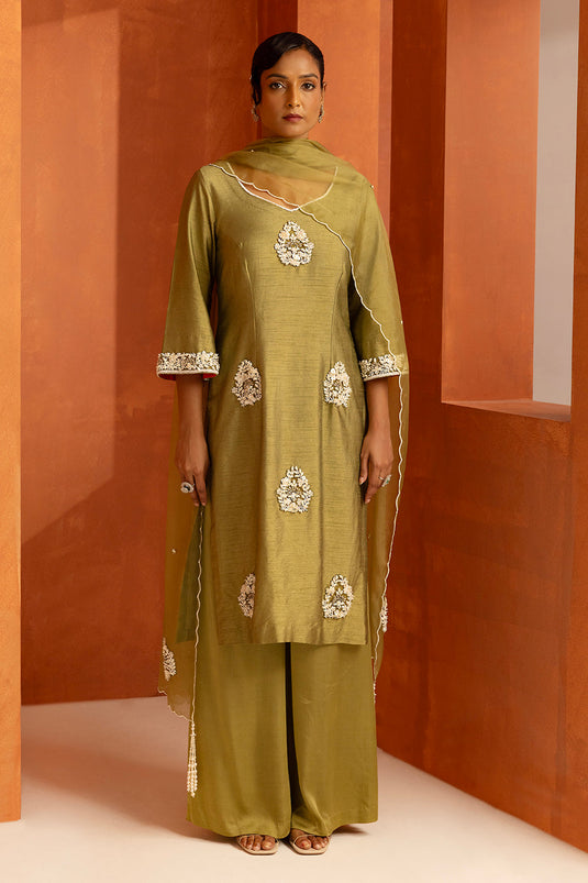 Olive Straight Kurta Set