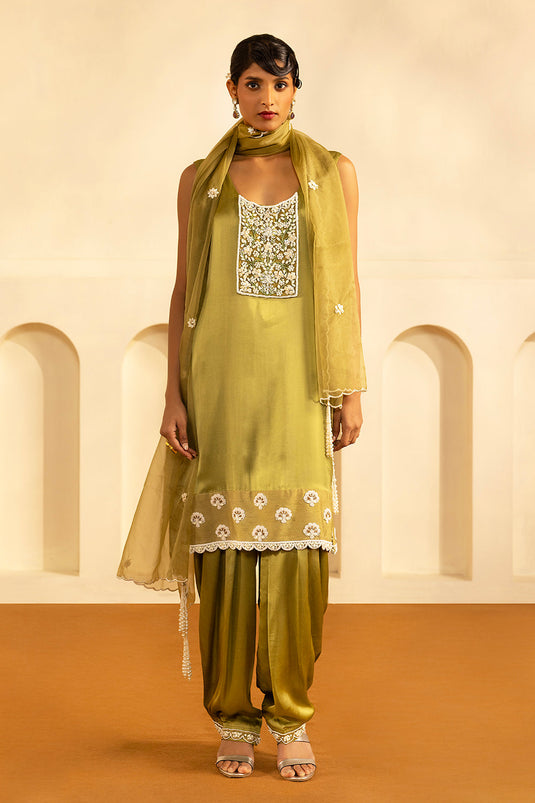 Olive Straight Kurta Set