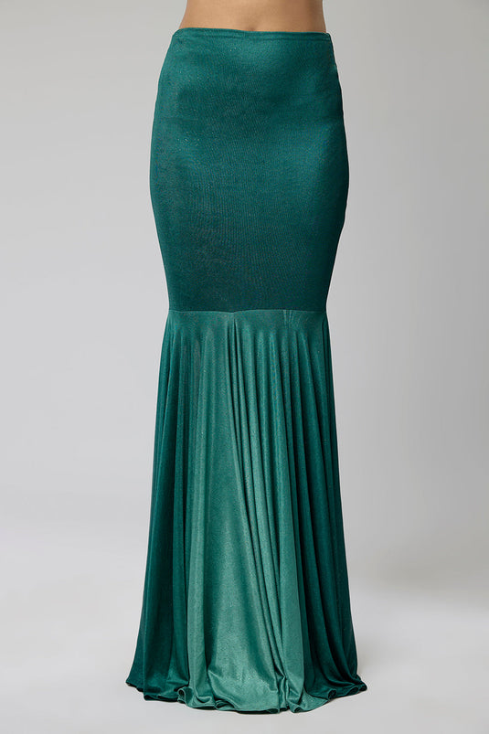 Ombre Green Asymetric One Shoulder Gown