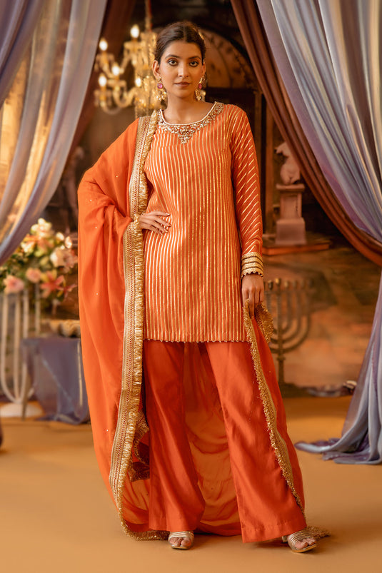 Orange Gotta Chanderi Suit