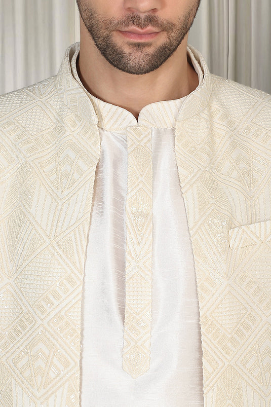 Pavitra Embroidered Long Open Jacket With Kurta And  Pants