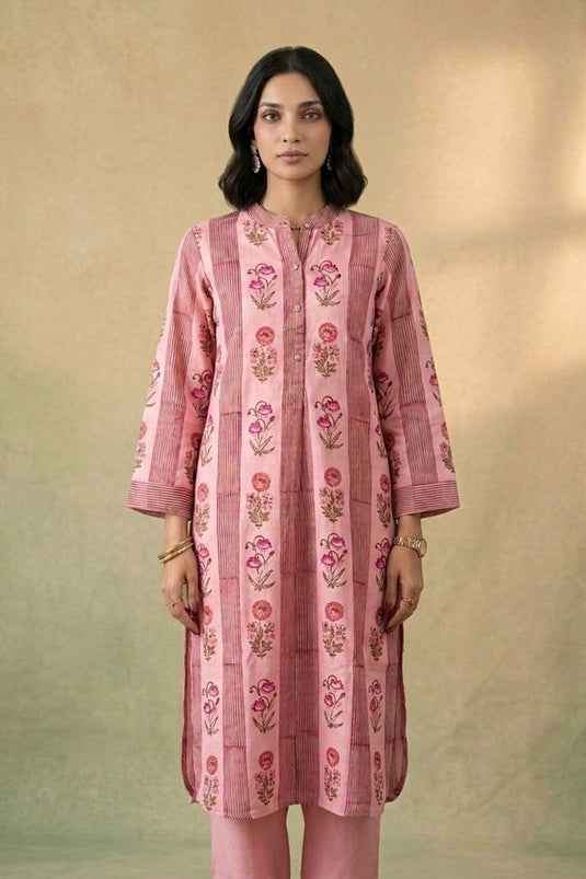 Peach modern kurta set