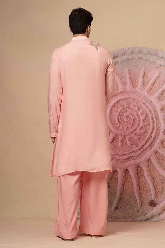 Peach Pink Cowl Kurta With Salwar