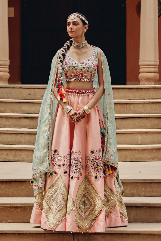 Peach Tara Sitara Lehenga Set