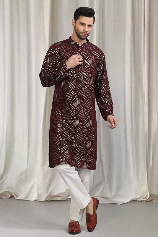 Phool Bahaar Embroidered Kurta With Back Elastic Pants And Dupatta