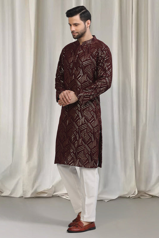 Phool Bahaar Embroidered Kurta With Back Elastic Pants And Dupatta