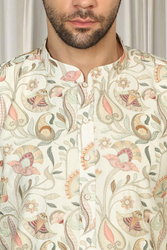 Phool Bahaar Embroidered Kurta With Back Elastic Pants
