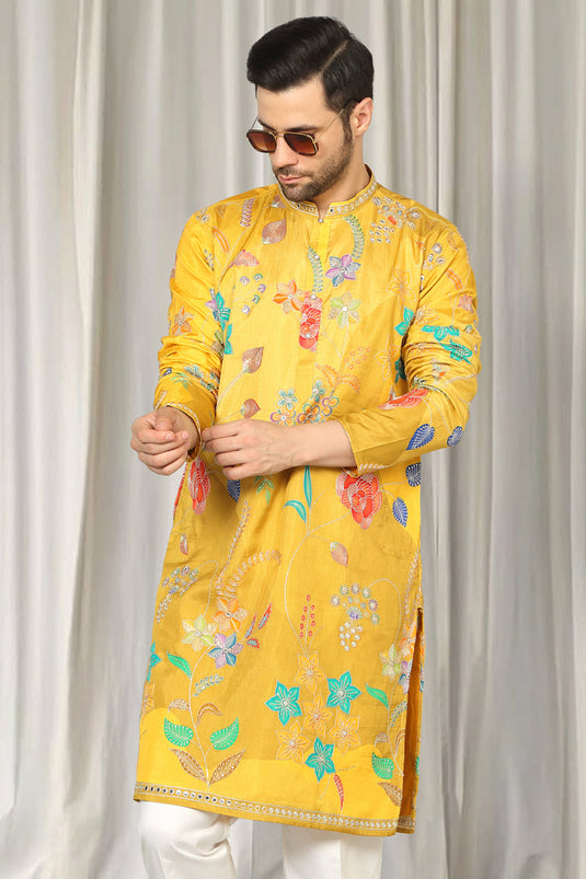 Phool Utsav Embroidered Kurta With Back Elastic Pants