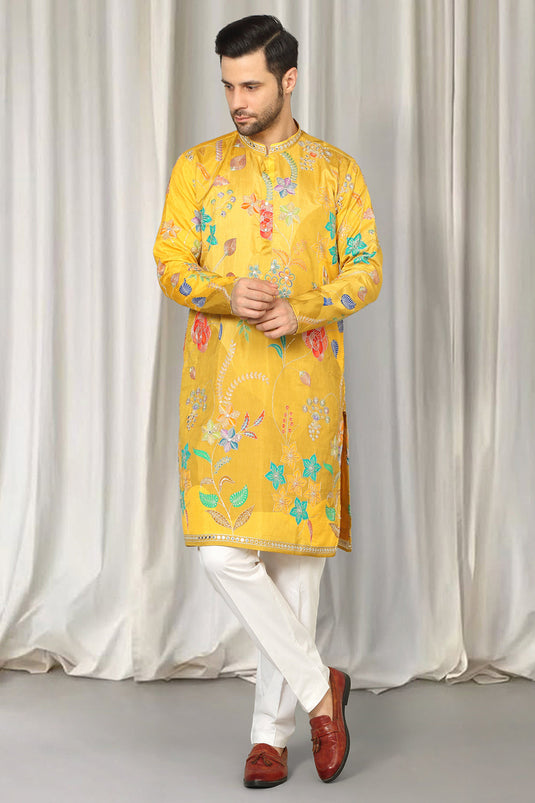 Phool Utsav Embroidered Kurta With Back Elastic Pants