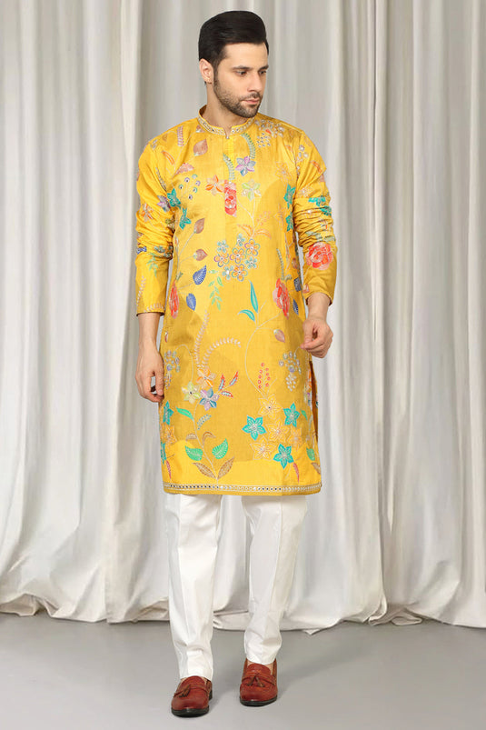 Phool Utsav Embroidered Kurta With Back Elastic Pants