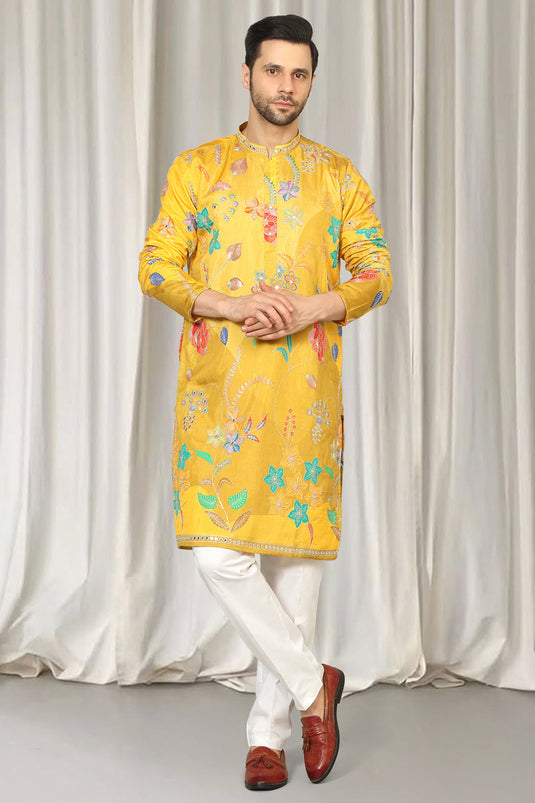 Phool Utsav Embroidered Kurta With Back Elastic Pants