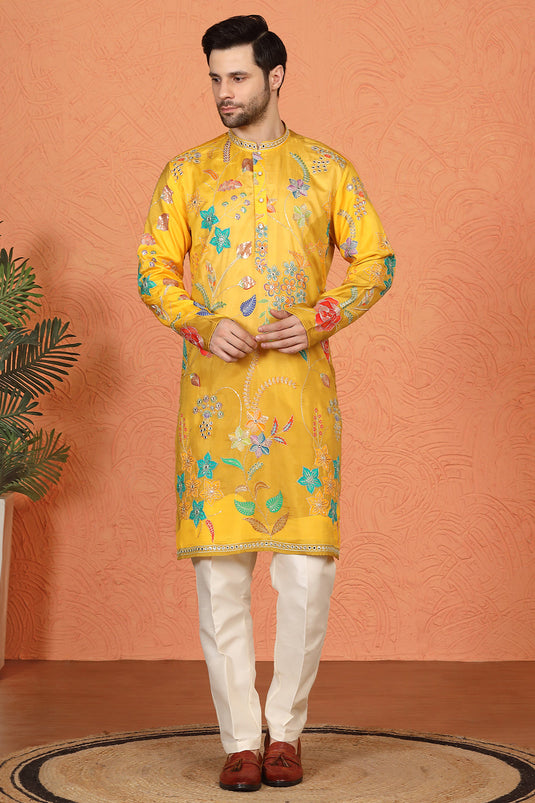 Phool Utsav  Printed  Embroidered Kurta with Back Elastic Pants