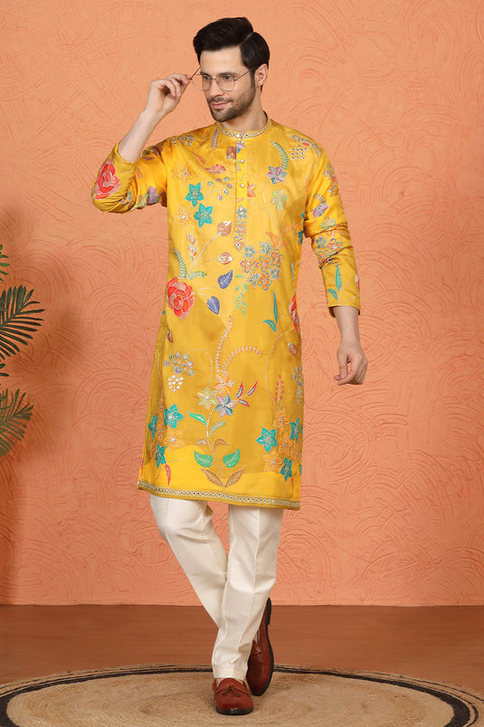 Phool Utsav  Printed  Embroidered Kurta with Back Elastic Pants